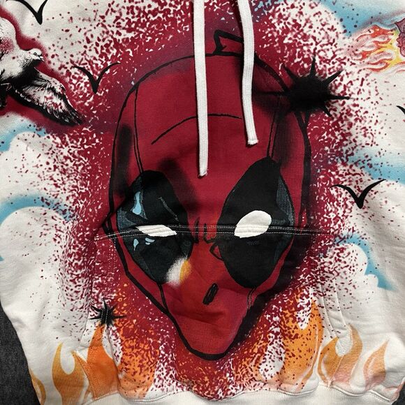 Deadpool Marvel Civil Regime Airbrush Hooded Sweatshirt, Hoodie, Medium, READ - Picture 4 of 12